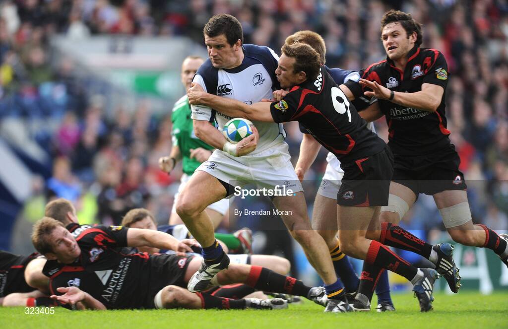11 October 2008; Shane Jennings, Leinster, is tackled by Mike Blair, Edinburgh. Heineken Cup, Pool 2, Round 1, Edinburgh v Leinster, Murrayfield, Edinburgh, Scotland. Picture credit: Brendan Moran / SPORTSFILE
