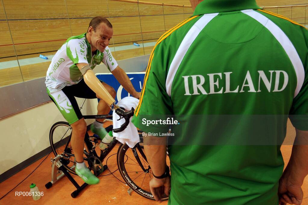 8 September 2008; Cathal Miller, from Artane, Dublin, after the Men's Individual Pursuit (LC1) Qualifier. Beijing Paralympic Games 2008, Men's Individual Pursuit (LC1) Qualifier, Laoshan Velodrome, Shijingshan District, Beijing, China. Picture credit: Brian Lawless / SPORTSFILE