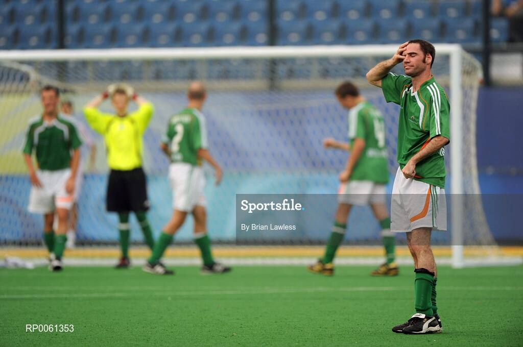 8 September 2008; Ireland's Alan O'Hara reacts to a goal for Iran. Beijing Paralympic Games 2008, Ireland v Iran, 7-A-Side Soccer, First Round, Group B, Olympic Green Hockey Field A, Beijing, China. Picture credit: Brian Lawless / SPORTSFILE