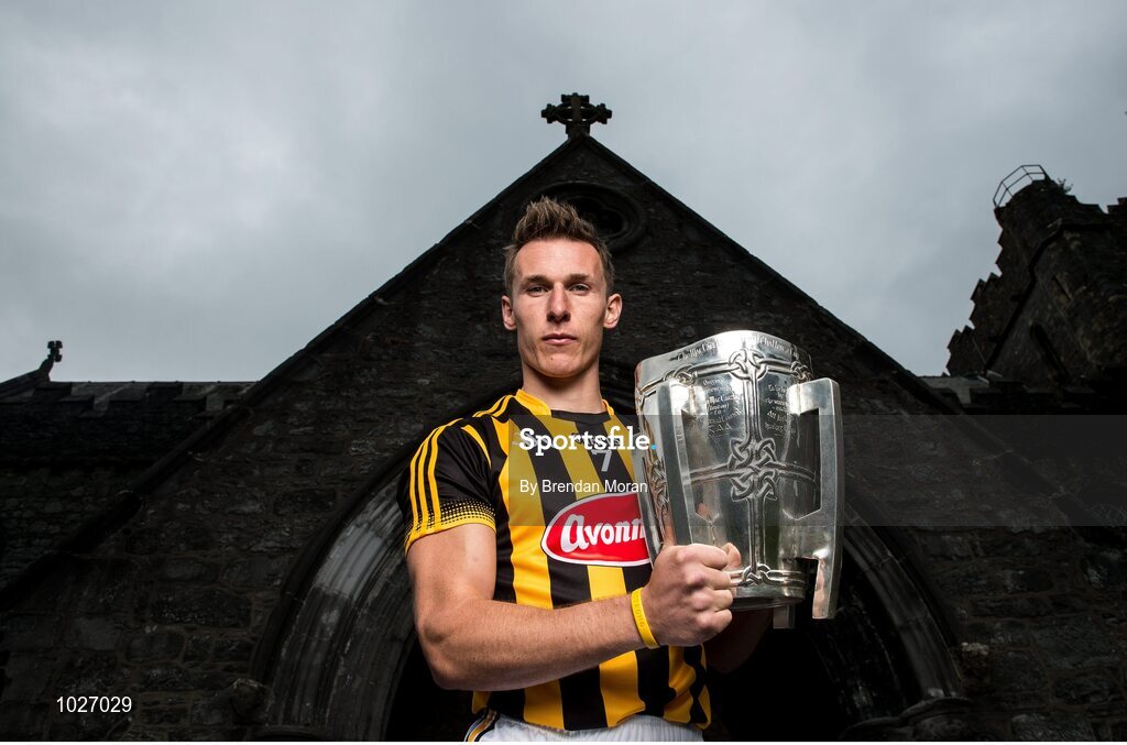 14 July 2015; In attendance at the launch of the GAA Hurling All-Ireland Senior Championship Series 2015 is Cillian Buckley, Kilkenny, with the Liam MacCarthy Cup. St Canice's Cathedral, Kilkenny. Picture credit: Brendan Moran / SPORTSFILE