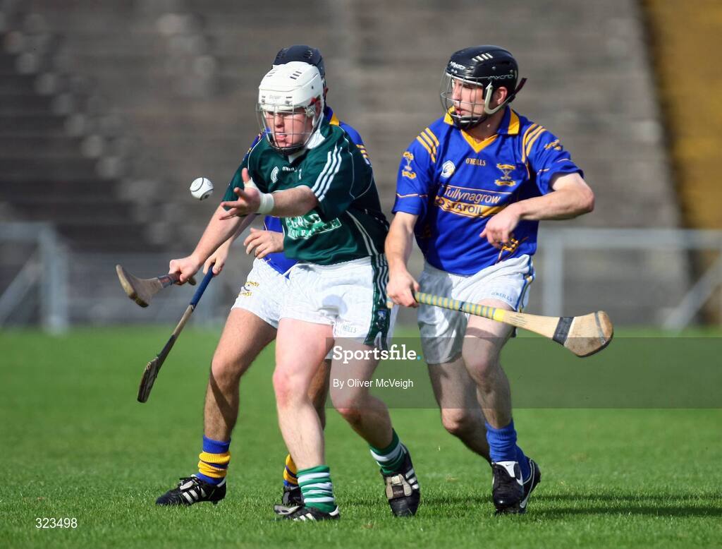 12 October 2008; Stephen Clarke, Ballygalget John Mitchels, in action against Francis McMullan, Keady Lamh Dhearg. AIB Ulster Club Senior Hurling Championship Semi-Final, Ballygalget John Mitchels v Keady Lamh Dhearg, Casement Park, Belfast, Co. Antrim. Picture credit: Oliver McVeigh / SPORTSFILE