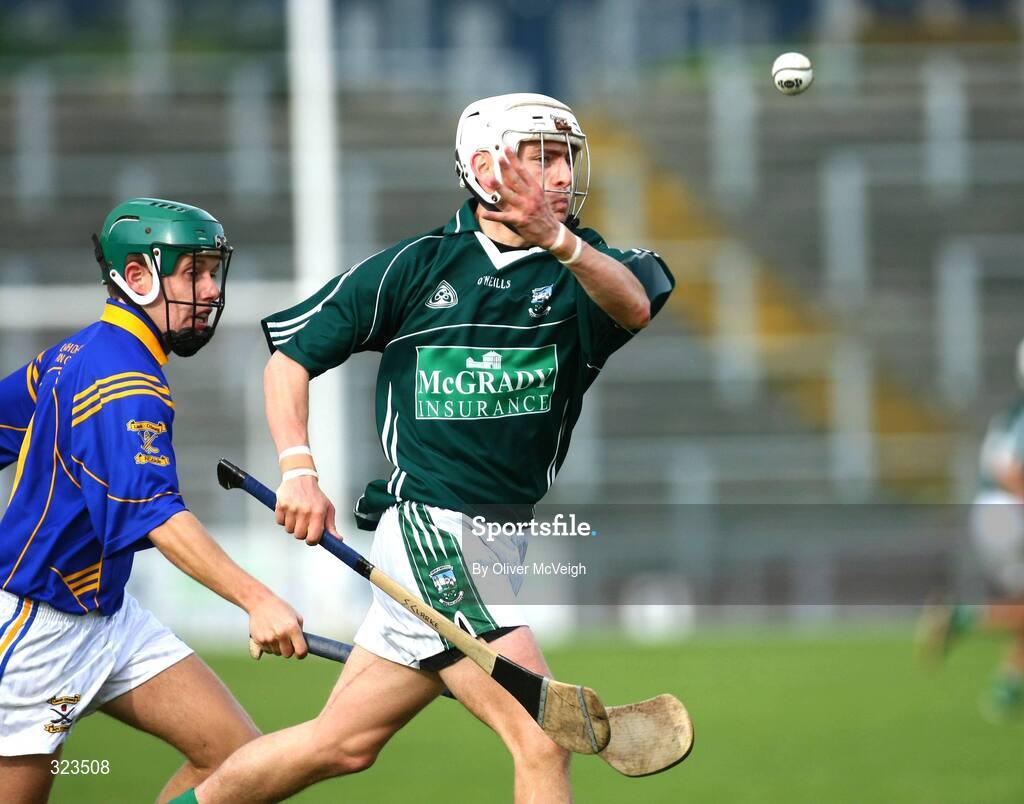 12 October 2008; Barry Coulter, Ballygalget John Mitchels, in action against Barry Breen, Keady Lamh Dhearg. AIB Ulster Club Senior Hurling Championship Semi-Final, Ballygalget John Mitchels v Keady Lamh Dhearg, Casement Park, Belfast, Co. Antrim. Picture credit: Oliver McVeigh / SPORTSFILE