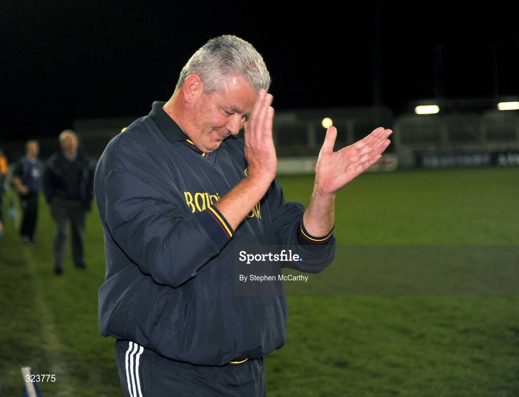 13 October 2008; Oliver Plunketts/Eoghan Ruadh manager Dermot Kelly celebrates his side's victory . Dublin Senior Football Semi-Final, Ballymun Kickhams v Oliver Plunketts/Eoghan Ruadh, Parnell Park, Dublin. Picture credit: Stephen McCarthy / SPORTSFILE