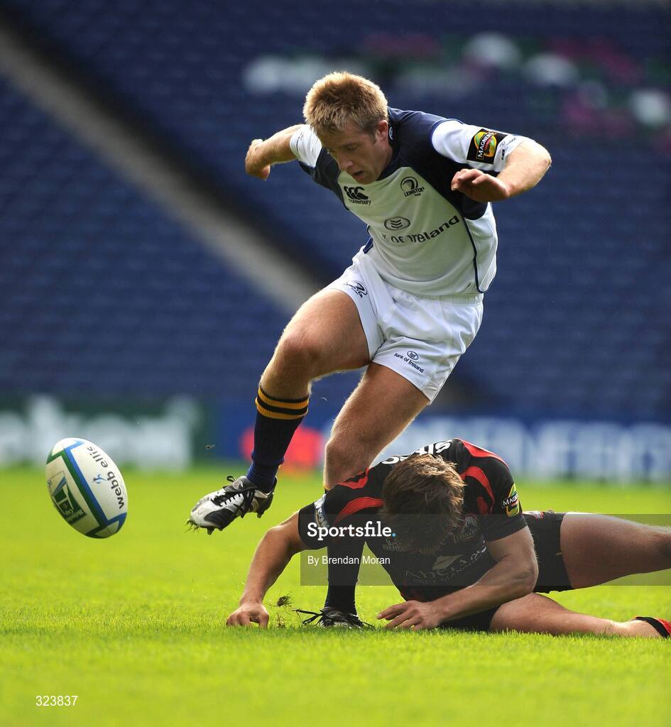 11 October 2008; Luke Fitzgerald, Leinster, in action against Hugo Southwell, Edinburgh. Heineken Cup, Pool 2, Round 1, Edinburgh v Leinster, Murrayfield, Edinburgh, Scotland. Picture credit: Brendan Moran / SPORTSFILE