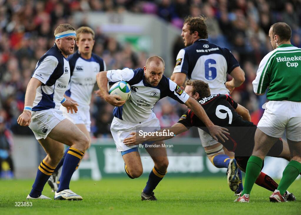 11 October 2008; Chris Whitaker, Leinster, in action against Mike Blair, Edinburgh. Heineken Cup, Pool 2, Round 1, Edinburgh v Leinster, Murrayfield, Edinburgh, Scotland. Picture credit: Brendan Moran / SPORTSFILE