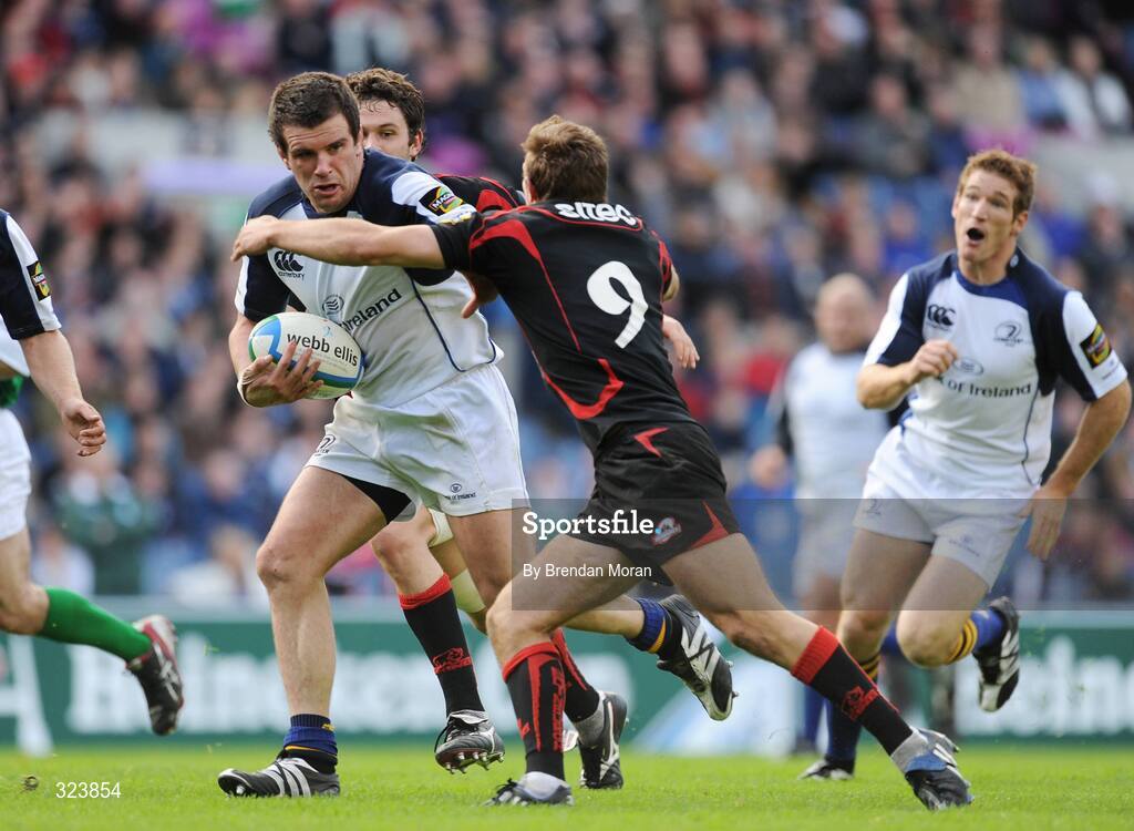 11 October 2008; Shane Jennings, Leinster, is tackled by Mike Blair, Edinburgh. Heineken Cup, Pool 2, Round 1, Edinburgh v Leinster, Murrayfield, Edinburgh, Scotland. Picture credit: Brendan Moran / SPORTSFILE