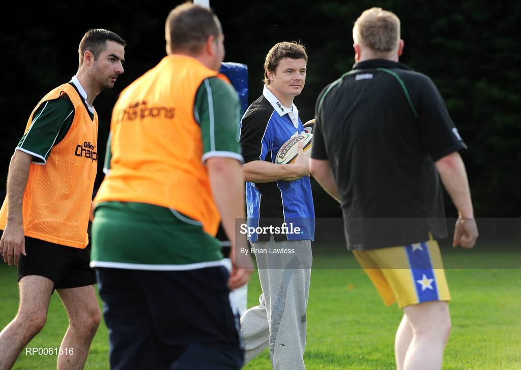 12 October 2008; RAZOR SHARP SKILLS: Irish rugby legend Brian O’Driscoll pulled on his Gillette jersey as he hosted the 2008 Gillette Fusion Rugby Coaching Clinic at Wanderers Rugby Club. The Clinic saw 45 lucky participants gather from all parts of the country to take part in an exclusive days’ coaching with the Irish Rugby Captain and Leinster star along with top Leinster coaches. To see all the action and top tips log on to www.gillettechampions.ie. Wanderers Rugby Club, Merrion Road, Ballsbridge, Dublin. Picture credit: Brian Lawless / SPORTSFILE