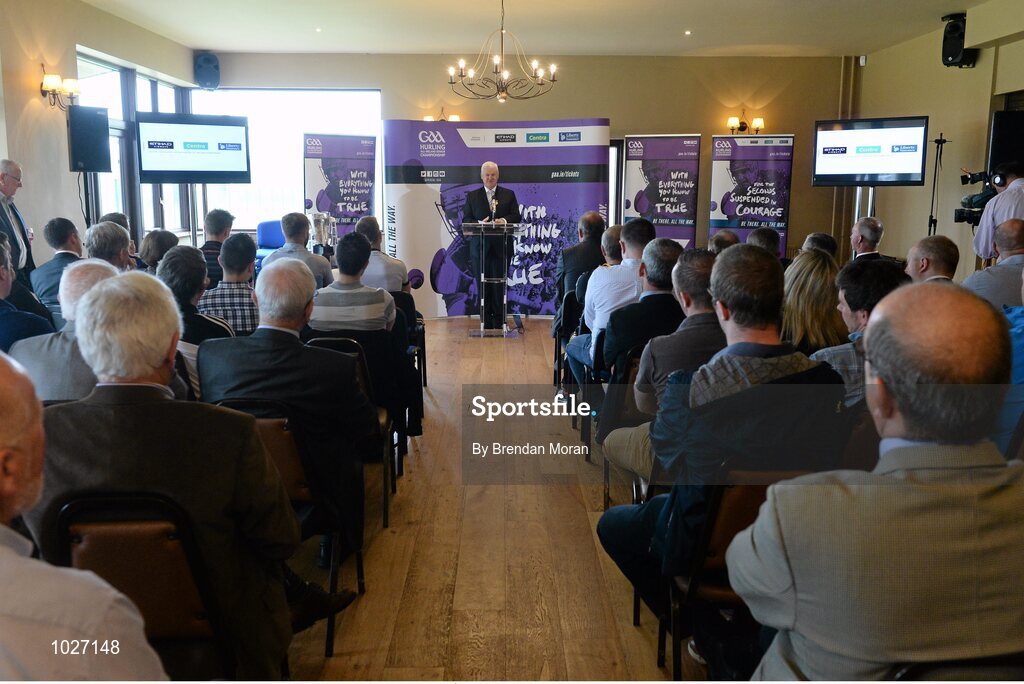 14 July 2015; In attendance at the launch of the GAA Hurling All-Ireland Senior Championship Series 2015 is Uachtarán Chumann Lúthchleas Gael Aogán Ó Fearghail. Dicksboro GAA Club, Kilkenny. Picture credit: Brendan Moran / SPORTSFILE