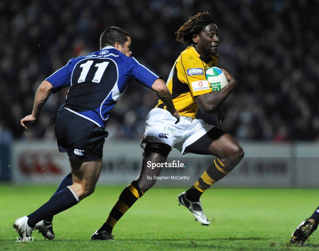 18 October 2008; Paul Sackey, London Wasps, in action against Jonathan Sexton , Leinster. Heineken Cup, Pool 2 Round 2, Leinster v London Wasps, RDS, Dublin. Picture credit: Stephen McCarthy / SPORTSFILE