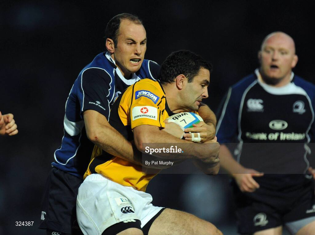 18 October 2008; Jeremy Staunton, London Wasps, is tackled by Girvan Dempsey, Leinster. Heineken Cup, Pool 2 Round 2, Leinster v London Wasps, RDS, Dublin. Picture credit: Pat Murphy / SPORTSFILE