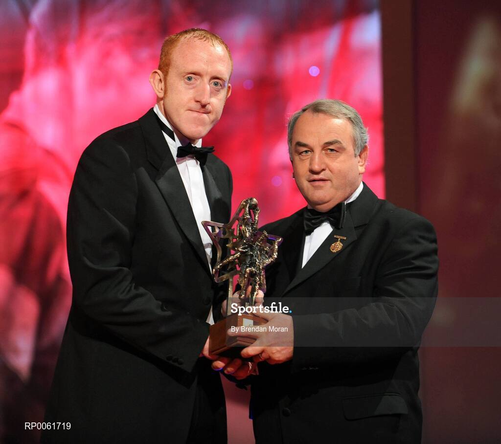 17 October 2008; Gary Connaughton of Westmeath is presented with his GAA All-Star award by Nickey Brennan, GAA President, during the 2008 GAA All-Stars sponsored by Vodafone. Citywest Hotel, Conference, Leisure & Golf Resort, Dublin. Picture credit: Brendan Moran / SPORTSFILE