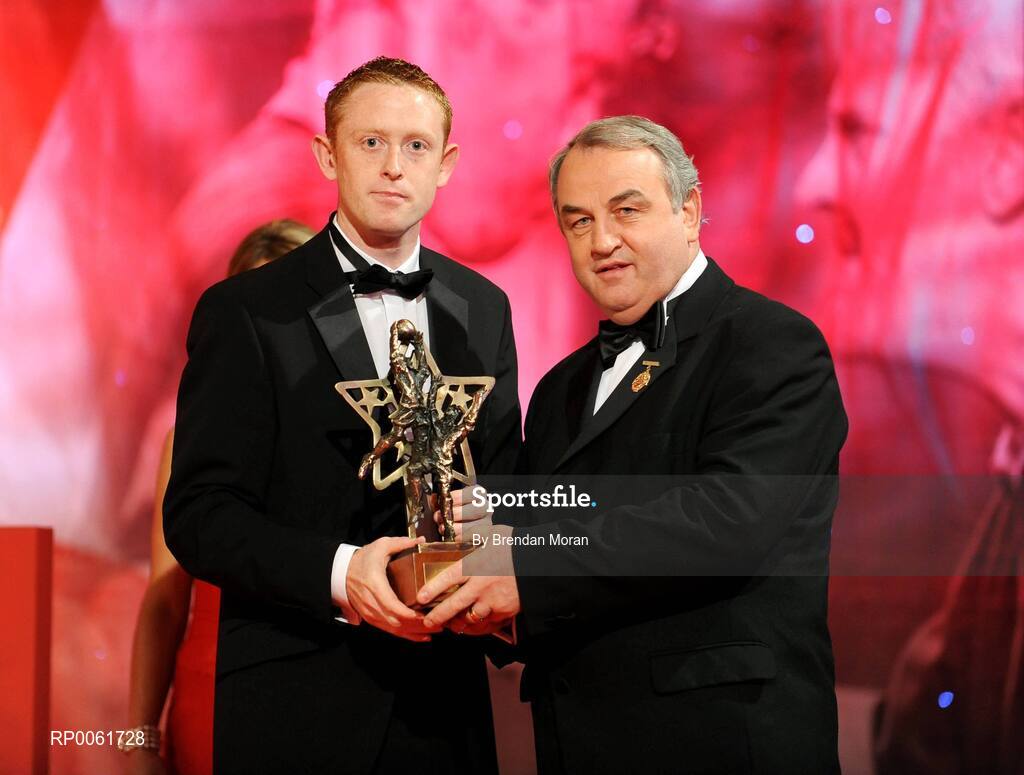 17 October 2008; Colm Cooper of Kerry is presented with his GAA All-Star award by Nickey Brennan, GAA President, during the 2008 GAA All-Stars sponsored by Vodafone. Citywest Hotel, Conference, Leisure & Golf Resort, Dublin. Picture credit: Brendan Moran / SPORTSFILE