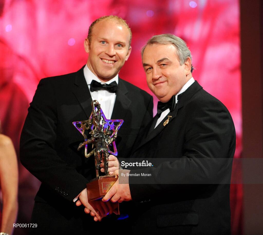 17 October 2008; Shane Ryan of Dublin is presented with his GAA All-Star award by Nickey Brennan, GAA President, during the 2008 GAA All-Stars sponsored by Vodafone. Citywest Hotel, Conference, Leisure & Golf Resort, Dublin. Picture credit: Brendan Moran / SPORTSFILE