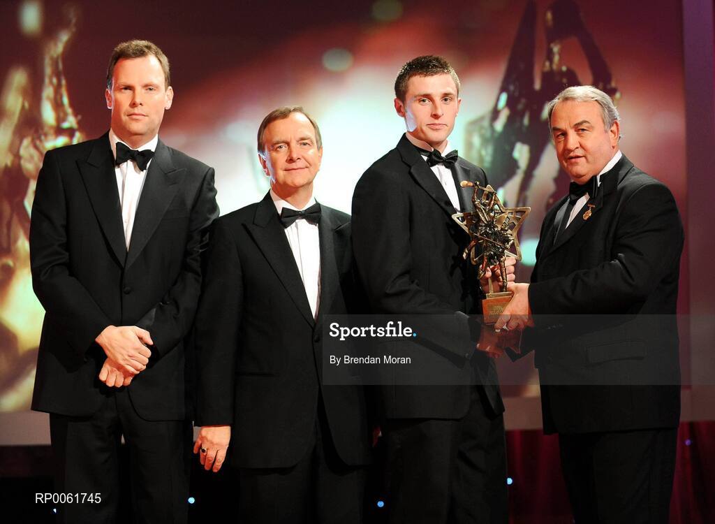 17 October 2008; Shane McGrath of Tipperary is presented with his GAA All-Star award by Nickey Brennan, GAA President, in the company of Minister for Arts, Sport and Tourism, Martin Cullen T.D., and Charles Butterworth, CEO Vodafone Ireland, left, during the 2008 GAA All-Stars sponsored by Vodafone. Citywest Hotel, Conference, Leisure & Golf Resort, Dublin. Picture credit: Brendan Moran / SPORTSFILE