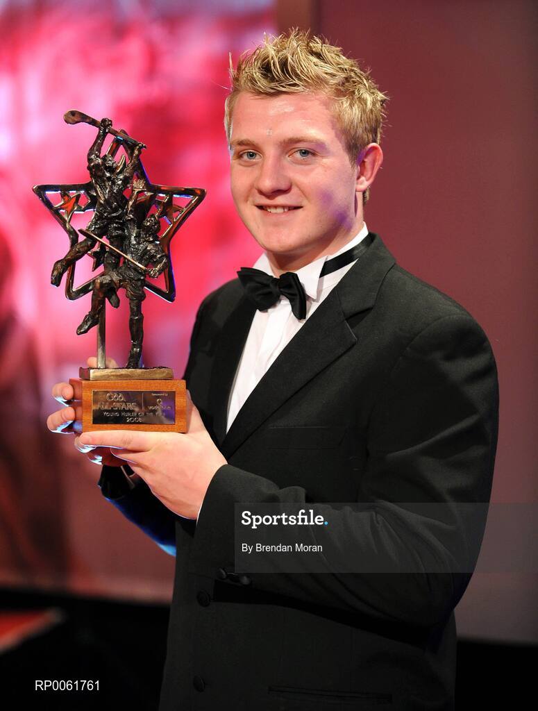 17 October 2008; Joe Canning of Galway with his GAA All-Star Young Hurler of the Year award during the 2008 GAA All-Stars sponsored by Vodafone. Citywest Hotel, Conference, Leisure & Golf Resort, Dublin. Picture credit: Brendan Moran / SPORTSFILE