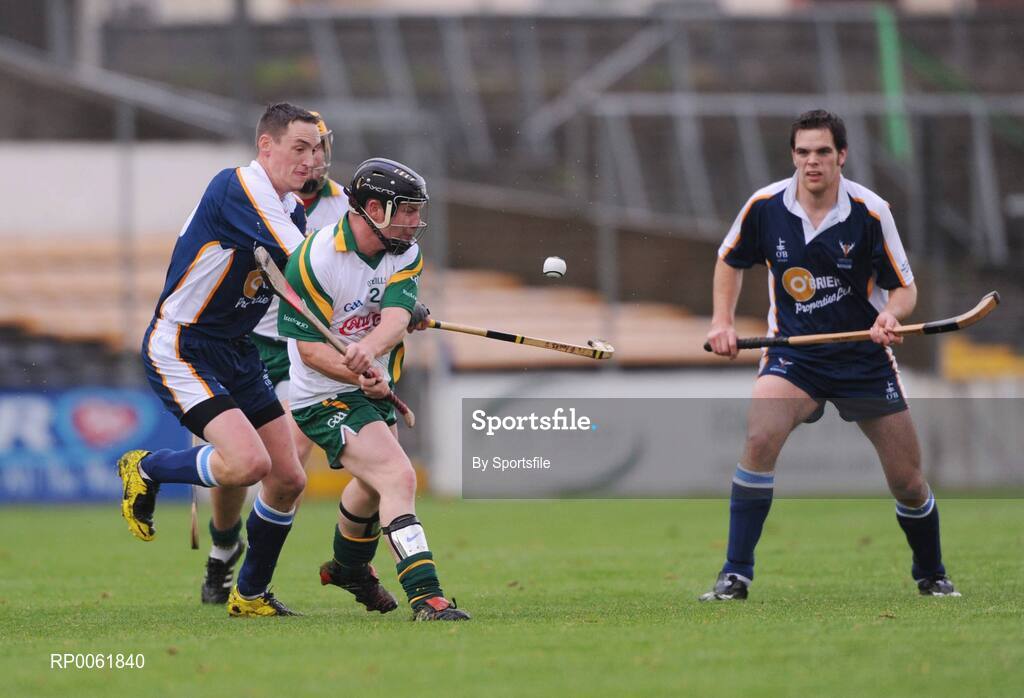 18 October 2008; Geoffrey Bermingham, Ireland, in action against Gary Innes, Scotland. Senior Men's Shinty International, Ireland v Scotland, Nowlan Park, Kilkenny. Photo by Sportsfile