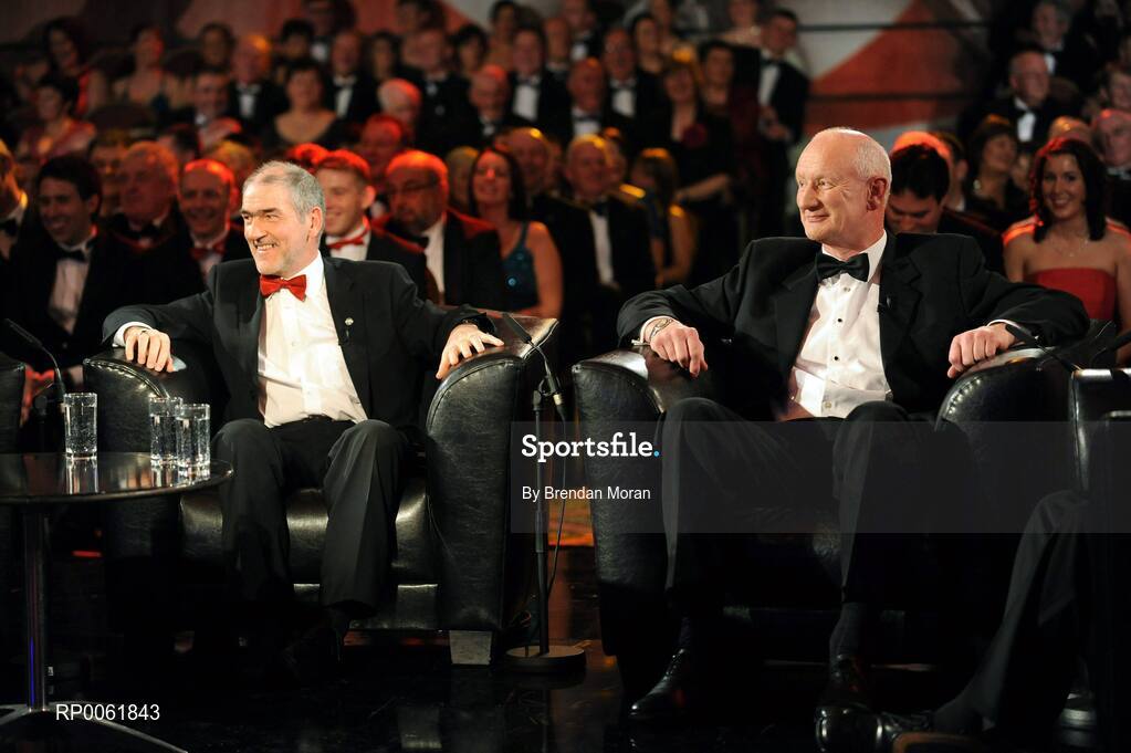 17 October 2008; Tyrone football manager Mickey Harte, left, and Kilkenny hurling manager Brian Cody during the 2008 GAA All-Stars sponsored by Vodafone. Citywest Hotel, Conference, Leisure & Golf Resort, Dublin. Picture credit: Brendan Moran / SPORTSFILE
