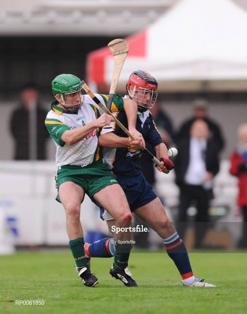 18 October 2008; Eddie Brennan, Ireland, in action against John Barr, Scotland. Senior Men's Shinty International, Ireland v Scotland, Nowlan Park, Kilkenny. Photo by Sportsfile