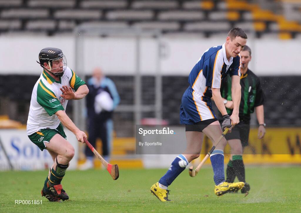 18 October 2008; Gary Innes, Scotland, in action against Geoffrey Bermingham, Ireland. Senior Men's Shinty International, Ireland v Scotland, Nowlan Park, Kilkenny. Photo by Sportsfile