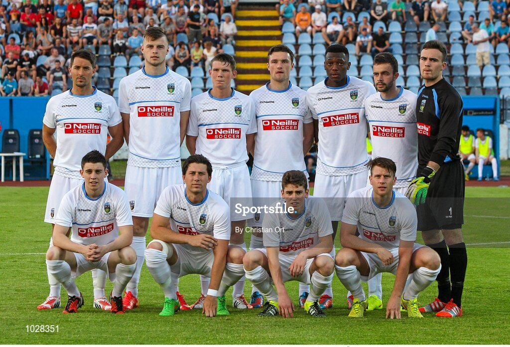16 July 2015; The UCD team before the start of the game. UEFA Europa League, 2nd Qualifying Round, 1st Leg, Slovan Bratislava v UCD. Štadión Pasienky, Bratislava, Slovakia. Picture credit: Christian Ort / SPORTSFILE
