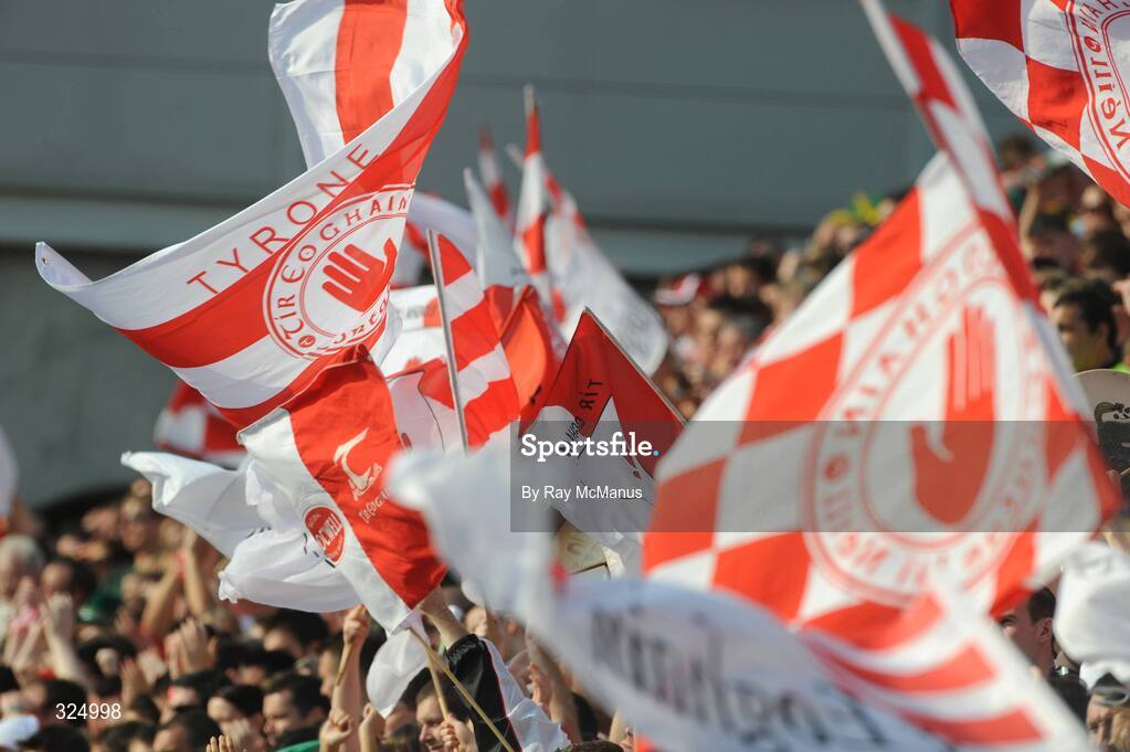 21 September 2008; Tyrone flags during the game. GAA Football All-Ireland Senior Championship Final, Kerry v Tyrone, Croke Park, Dublin. Picture credit: Ray McManus / SPORTSFILE
