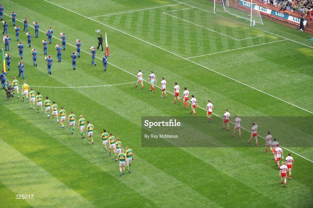 21 September 2008; A general view of the pre-match parade. GAA Football All-Ireland Senior Championship Final, Kerry v Tyrone, Croke Park, Dublin. Picture credit: Ray McManus / SPORTSFILE