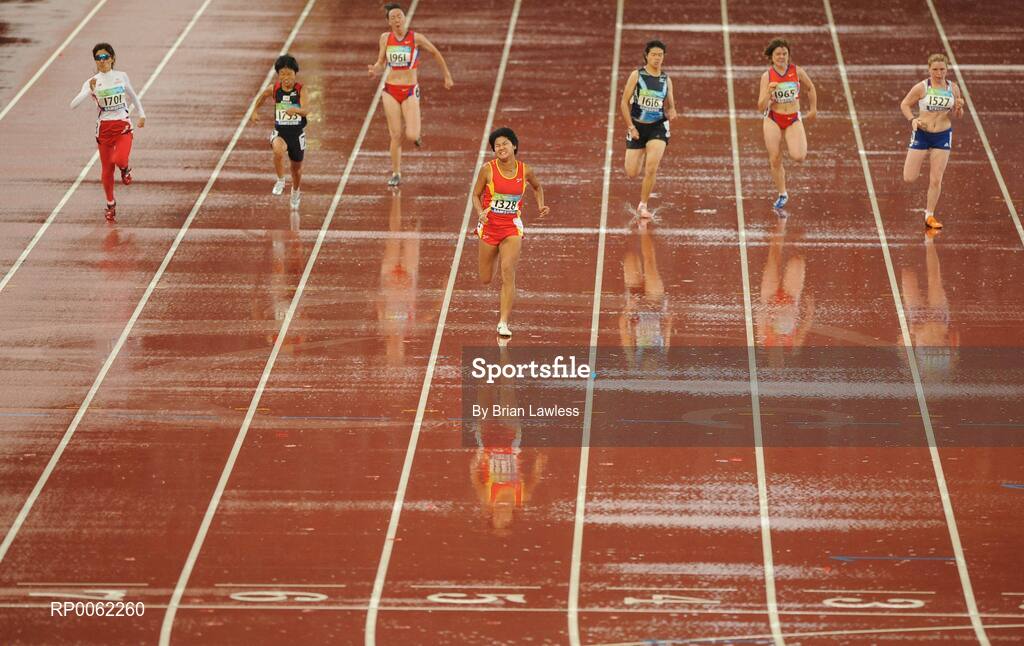 16 September 2008; China's Fang Wang races ahead of the field on her way to win the Women's 100m - T36 final in a world record time of 13.82. Beijing Paralympic Games 2008, Women's 100m - T36 Final, National Stadium, Olympic Green, Beijing, China. Picture credit: Brian Lawless / SPORTSFILE