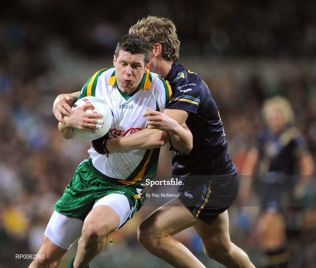 24 October 2008; Sean Cavanagh, Ireland, is tackled by Adam Selwood, Australia. 2008 Toyota International Rules Series, Australia v Ireland, Subiaco Oval, Perth, Western Australia. Picture credit: Ray McManus / SPORTSFILE