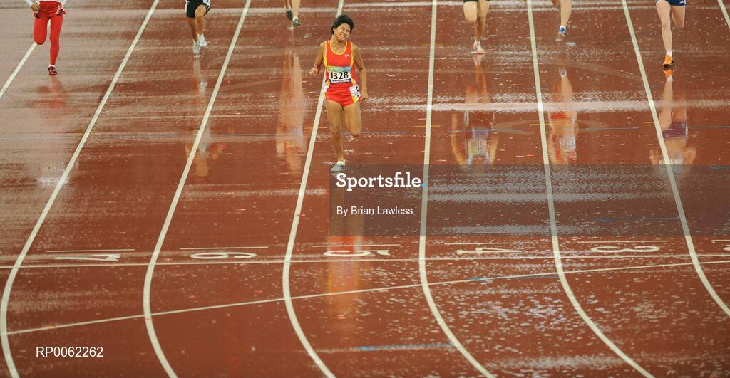 16 September 2008; China's Fang Wang races ahead of the field on her way to win the Women's 100m - T36 final in a world record time of 13.82. Beijing Paralympic Games 2008, Women's 100m - T36 Final, National Stadium, Olympic Green, Beijing, China. Picture credit: Brian Lawless / SPORTSFILE