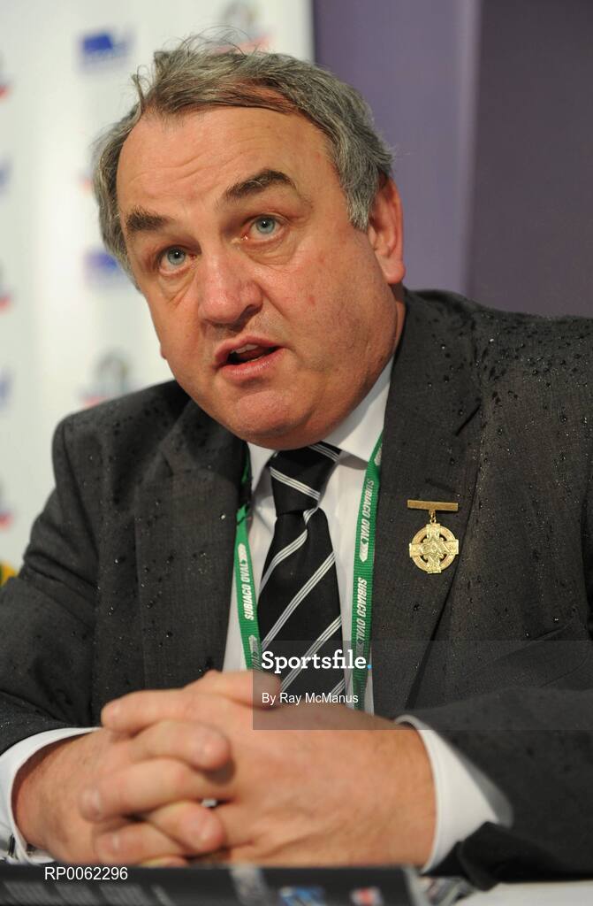 24 October 2008; GAA President Nickey Brennan speaking at a press conference after the game. 2008 Toyota International Rules Series, Australia v Ireland, Subiaco Oval, Perth, Western Australia. Picture credit: Ray McManus / SPORTSFILE
