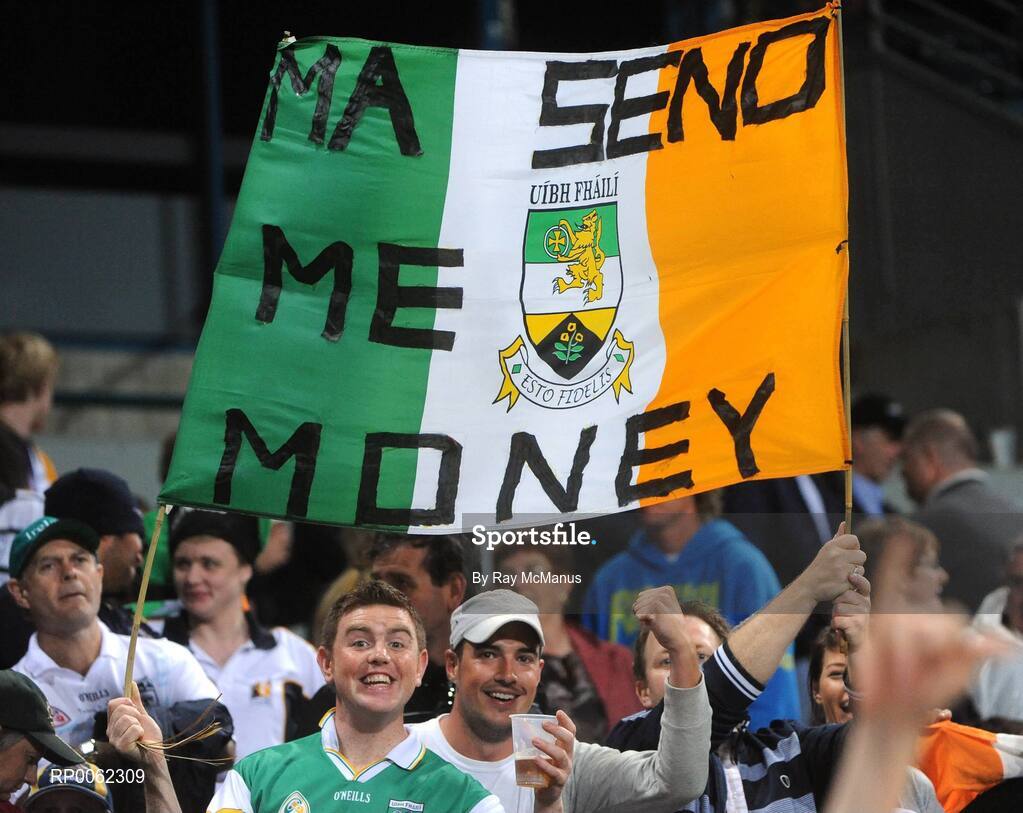 24 October 2008; Ireland supporters Gerry Flanagan, from Killogrey, Co. Offaly, and Willie Pender from Carbury, Co Kildare, at the game. 2008 Toyota International Rules Series, Australia v Ireland, Subiaco Oval, Perth, Western Australia. Picture credit: Ray McManus / SPORTSFILE