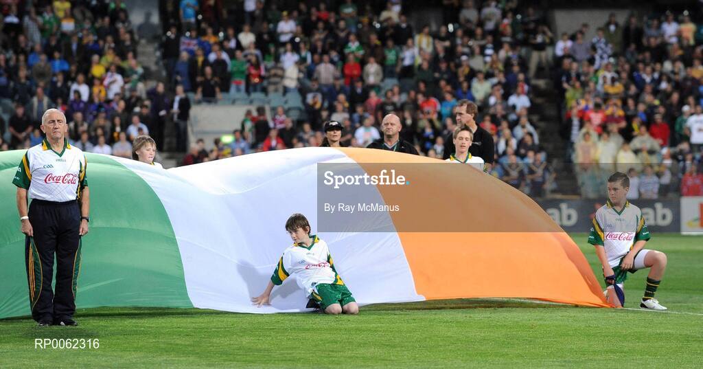 24 October 2008; Irish manager Sean Boylan stands for the playing of the National Anthem. 2008 Toyota International Rules Series, Australia v Ireland, Subiaco Oval, Perth, Western Australia. Picture credit: Ray McManus / SPORTSFILE