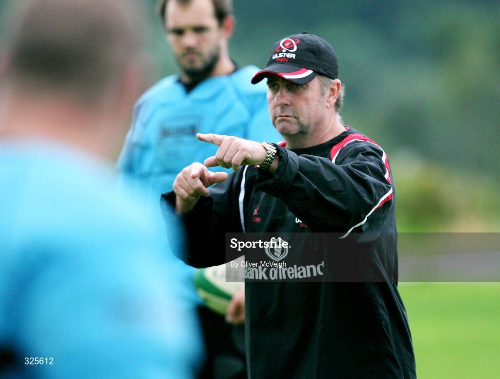 19 August 2008; Ulster defence coach, Peter Sharp, during a squad training session. Ulster Rugby Squad Training Session, Newforge Country Club, Belfast, Co Antrim. Picture credit; Oliver McVeigh / SPORTSFILE