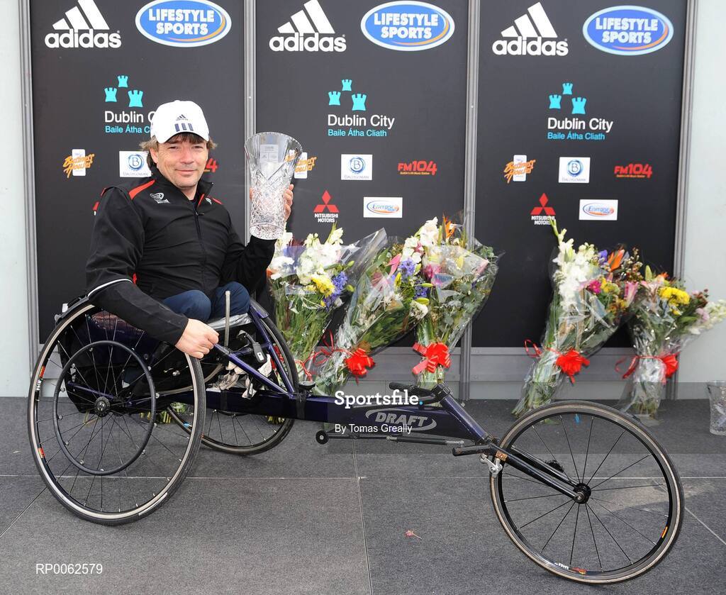 27 October 2008; Wheelchair winner Paul Hannan of Ireland after the Lifestyle Sports - adidas Dublin Marathon 2008. Merrion Square, Dublin. Picture credit: Tomas Greally / SPORTSFILE