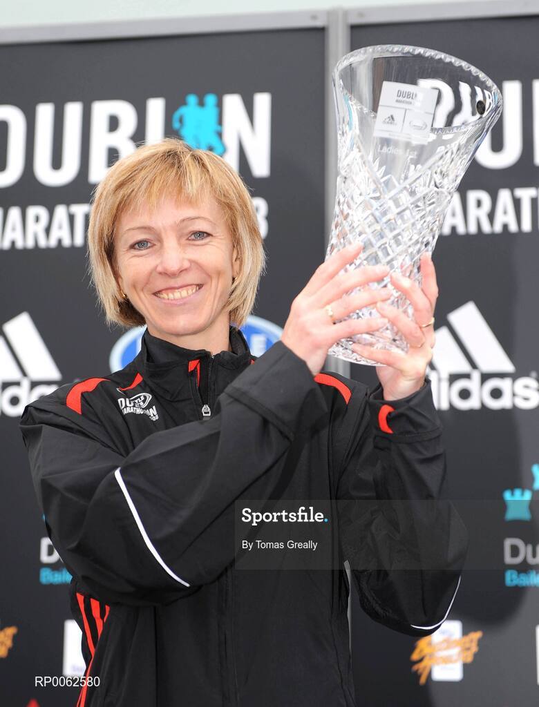 27 October 2008; Women's winner Larissa Zousko of Russia after the Lifestyle Sports - adidas Dublin Marathon 2008. Merrion Square, Dublin. Picture credit: Tomas Greally / SPORTSFILE