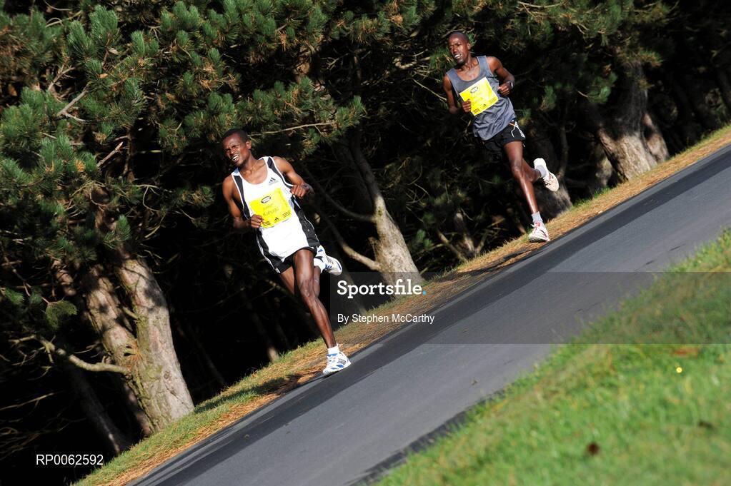 27 October 2008; Joseph Kahugu, Kenya, leads Geoffrey Barmasai, Kenya, through the Phoenix Park during the Lifestyle Sports - adidas Dublin Marathon 2008. Phoenix Park, Dublin. Picture credit: Stephen McCarthy / SPORTSFILE