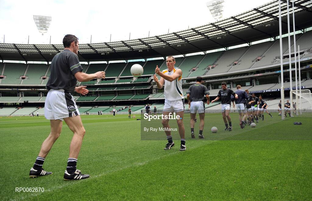 28 October 2008; Members of the squad including Cork players Graham Canty, left, and Pearse O'Neill during an Ireland International Rules training session. 2008 International Rules tour, Melbourne Cricket Ground, Melbourne, Auatralia. Picture credit: Ray McManus / SPORTSFILE