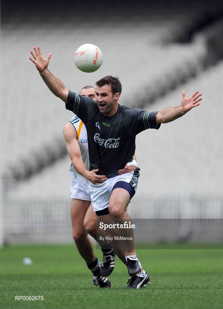 28 October 2008; John Miskella, Cork, tackles Bryan Cullen, Dublin, during an Ireland International Rules training session. 2008 International Rules tour, Melbourne Cricket Ground, Melbourne, Auatralia. Picture credit: Ray McManus / SPORTSFILE