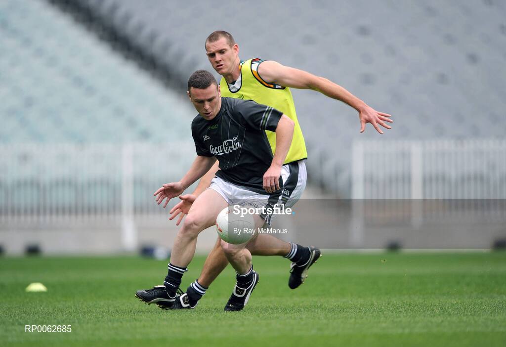 28 October 2008; Leighton Glynn, Wicklow, and Pearse O'Neill, Cork, in action during an Ireland International Rules training session. 2008 International Rules tour, Melbourne Cricket Ground, Melbourne, Auatralia. Picture credit: Ray McManus / SPORTSFILE