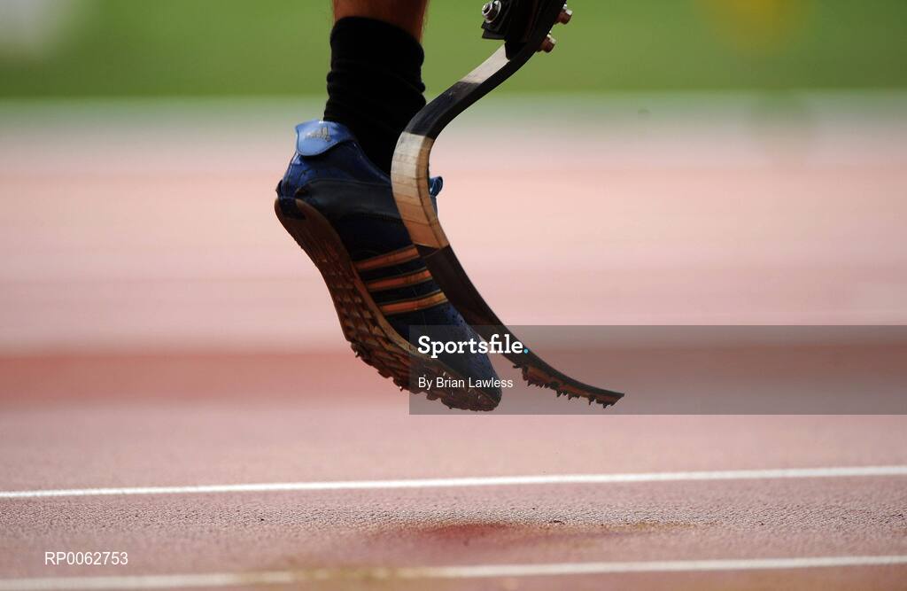 16 September 2008; A general view of an athletes prostethic limb. Beijing Paralympic Games 2008, Men's Long Jump - F42/44 Final, National Stadium, Olympic Green, Beijing, China. Picture credit: Brian Lawless / SPORTSFILE