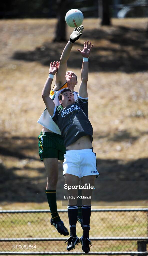 29 October 2008; Kieran Donaghy, Kerry, and Mayo's Tom Parsons jump for a ball during an Ireland International Rules training session. 2008 International Rules tour, Arden Street Oval, Melbourne, Auatralia. Picture credit: Ray McManus / SPORTSFILE