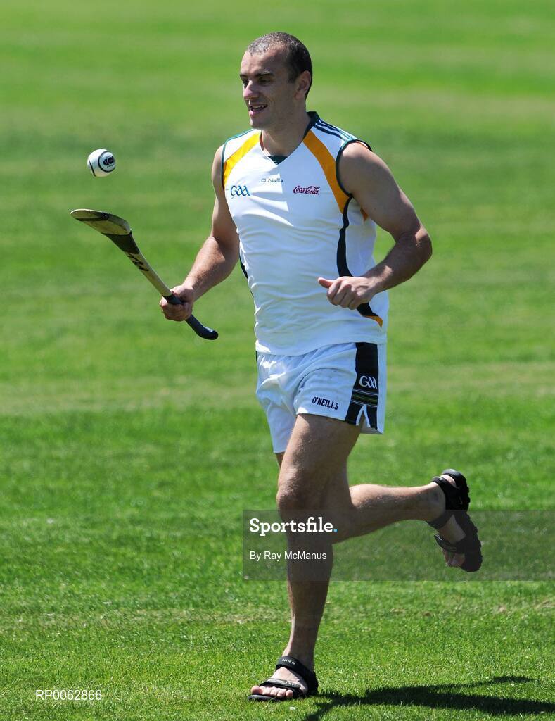29 October 2008; Cork's John Miskella 'demonstrates' his hurling skills after an Ireland International Rules training session. 2008 International Rules tour, Arden Street Oval, Melbourne, Auatralia. Picture credit: Ray McManus / SPORTSFILE
