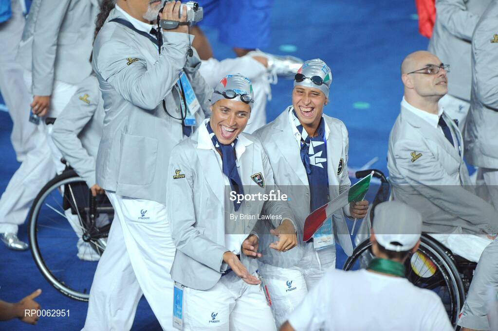 6 September 2008; A general view of the Italian athletes during the Opening Ceremony of the Beijing Paralympic Games 2008, National Stadium, Olympic Green, Beijing, China. Picture credit: Brian Lawless / SPORTSFILE
