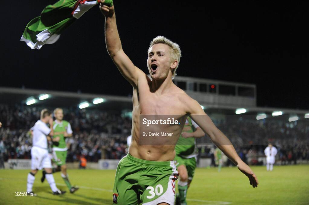 1 November 2008; Liam Kearney, Cork City, celebrates after scoring his side's second goal. Setanta Sports Cup Final, Cork City v Glentoran, Turners Cross, Cork. Picture credit: David Maher / SPORTSFILE