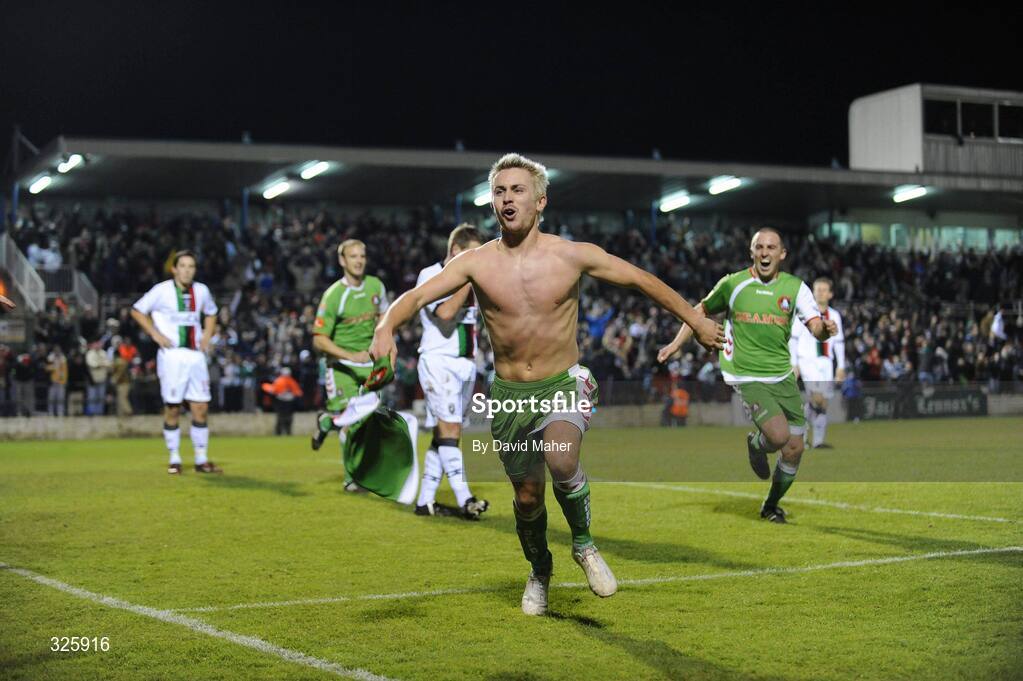 1 November 2008; Liam Kearney, Cork City, celebrates after scoring his side's second goal. Setanta Sports Cup Final, Cork City v Glentoran, Turners Cross, Cork. Picture credit: David Maher / SPORTSFILE