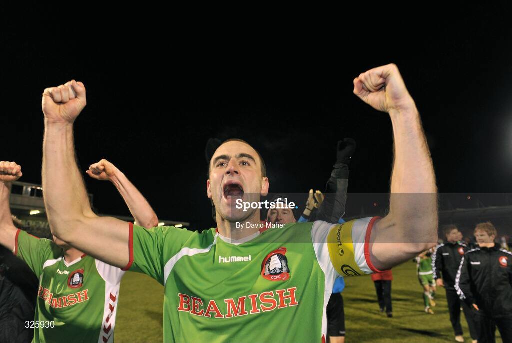 1 November 2008; Cork City captain Dan Murray celebrates after winning the Setanta Cup Final against Glentoran. Setanta Sports Cup Final, Cork City v Glentoran, Turners Cross, Cork. Picture credit: David Maher / SPORTSFILE