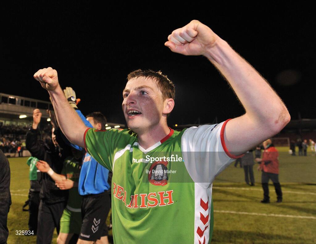 1 November 2008; Denis Behan, Cork City, celebrates after winning the Setanta Cup Final against Glentoran. Setanta Sports Cup Final, Cork City v Glentoran, Turners Cross, Cork. Picture credit: David Maher / SPORTSFILE