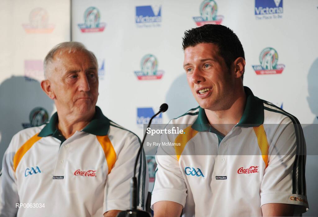 30 October 2008; Irish manager Sean Boylan and Irish captain Sean Cavanagh at the captains and managers press conference in advance of the second test. International Rules Series, Australia v Ireland, Melbourne Cricket Ground, Melbourne, Australia. Picture credit: Ray McManus / SPORTSFILE