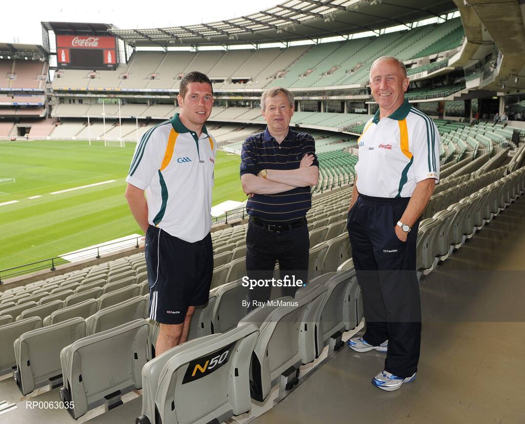 30 October 2008; Ard Stiurthoir of the GAA Paraic Duffy with Irish manager Sean Boylan and Irish captain Sean Cavanagh at the captains and managers press conference in advance of the second test. International Rules Series, Australia v Ireland, Melbourne Cricket Ground, Melbourne, Australia. Picture credit: Ray McManus / SPORTSFILE