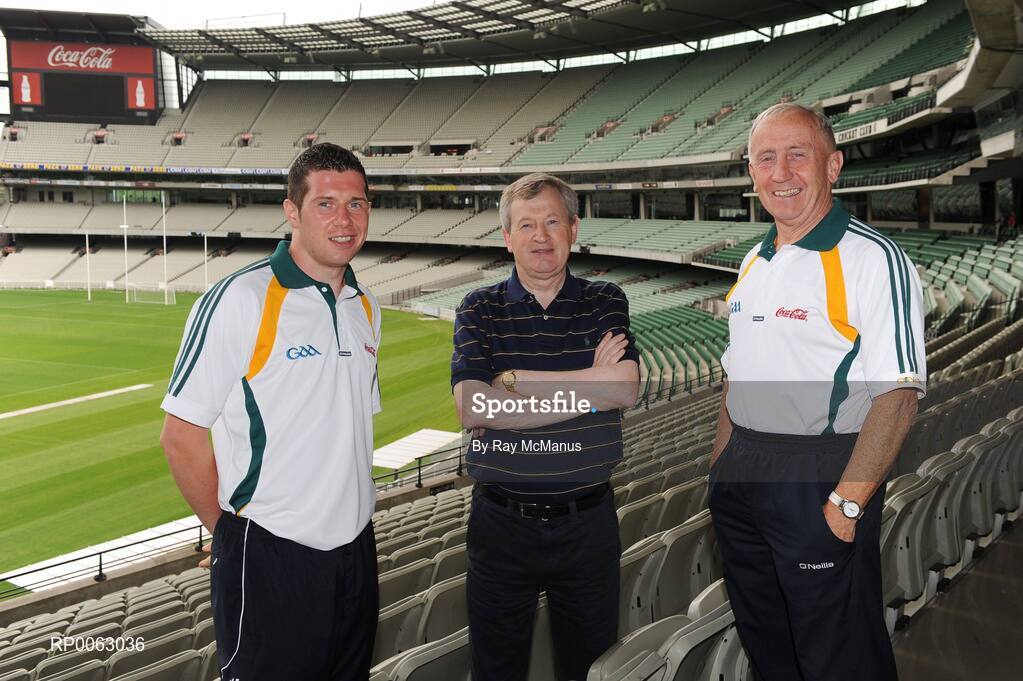 30 October 2008; Ard Stiurthoir of the GAA Paraic Duffy with Irish manager Sean Boylan and Irish captain Sean Cavanagh at the captains and managers press conference in advance of the second test. International Rules Series, Australia v Ireland, Melbourne Cricket Ground, Melbourne, Australia. Picture credit: Ray McManus / SPORTSFILE